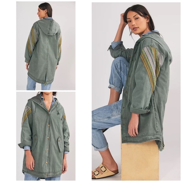 Anthropologie Jackets & Blazers - NWT Anthro Pilcro and the Letterpress Embroidered Striped Utility Anorak Jacket